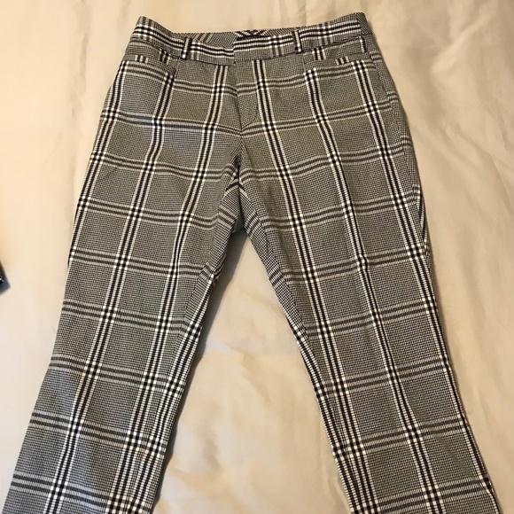 Banana Republic Sloan Pants Womans 6 Houndstooth Plaid Crop Rayon - Picture 1 of 8